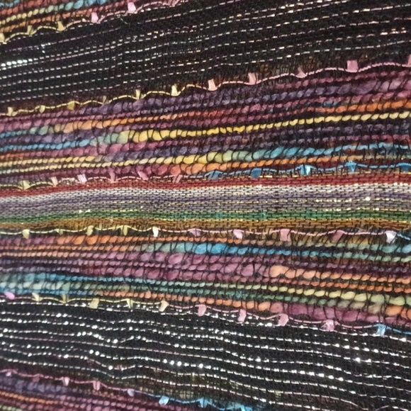 Multicolor Striped Scarf Shawl With Fringe And Sparkle - Picture 10 of 12